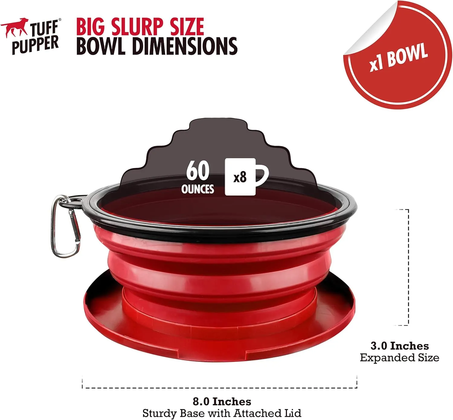 Tuff Pupper SuperBigSlurp - Collapsible Dog Bowls | Portable Travel Bowls for Pets | Keeps Pups Hydrated and Full