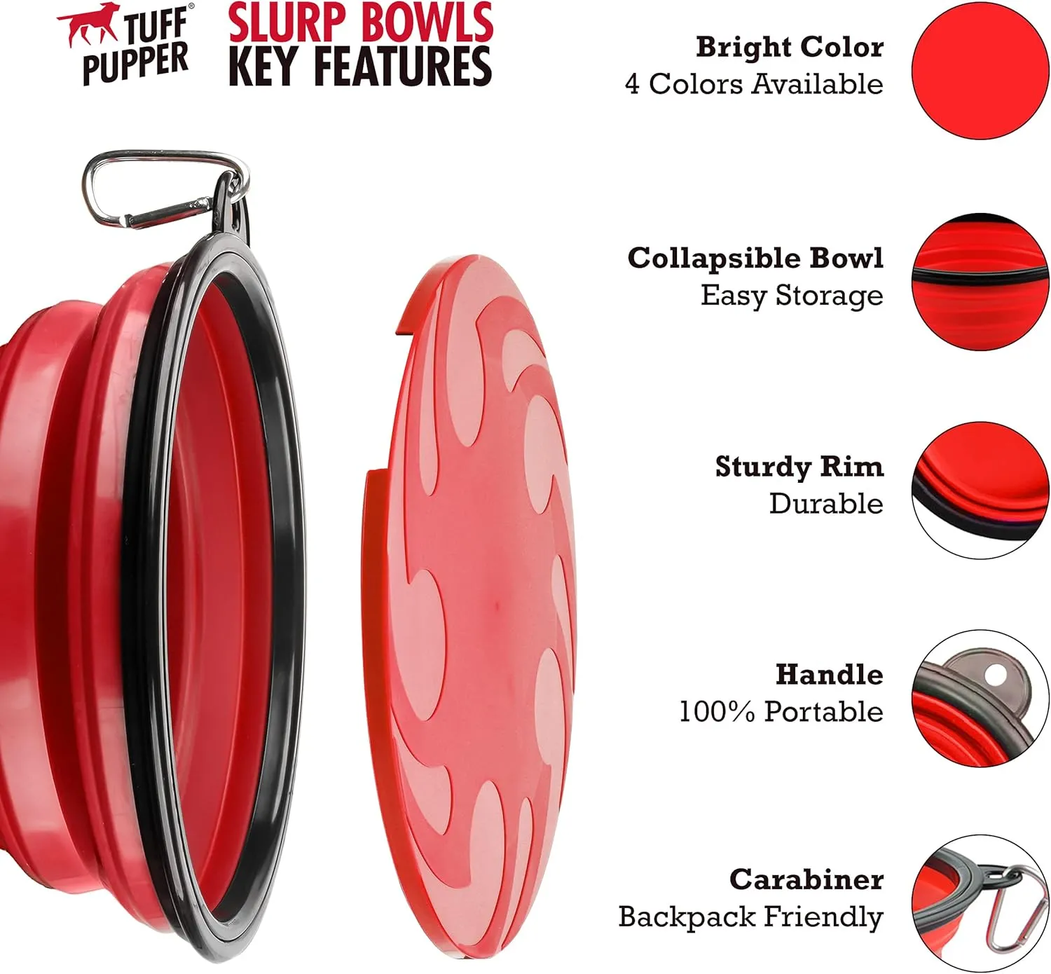Tuff Pupper SuperBigSlurp - Collapsible Dog Bowls | Portable Travel Bowls for Pets | Keeps Pups Hydrated and Full