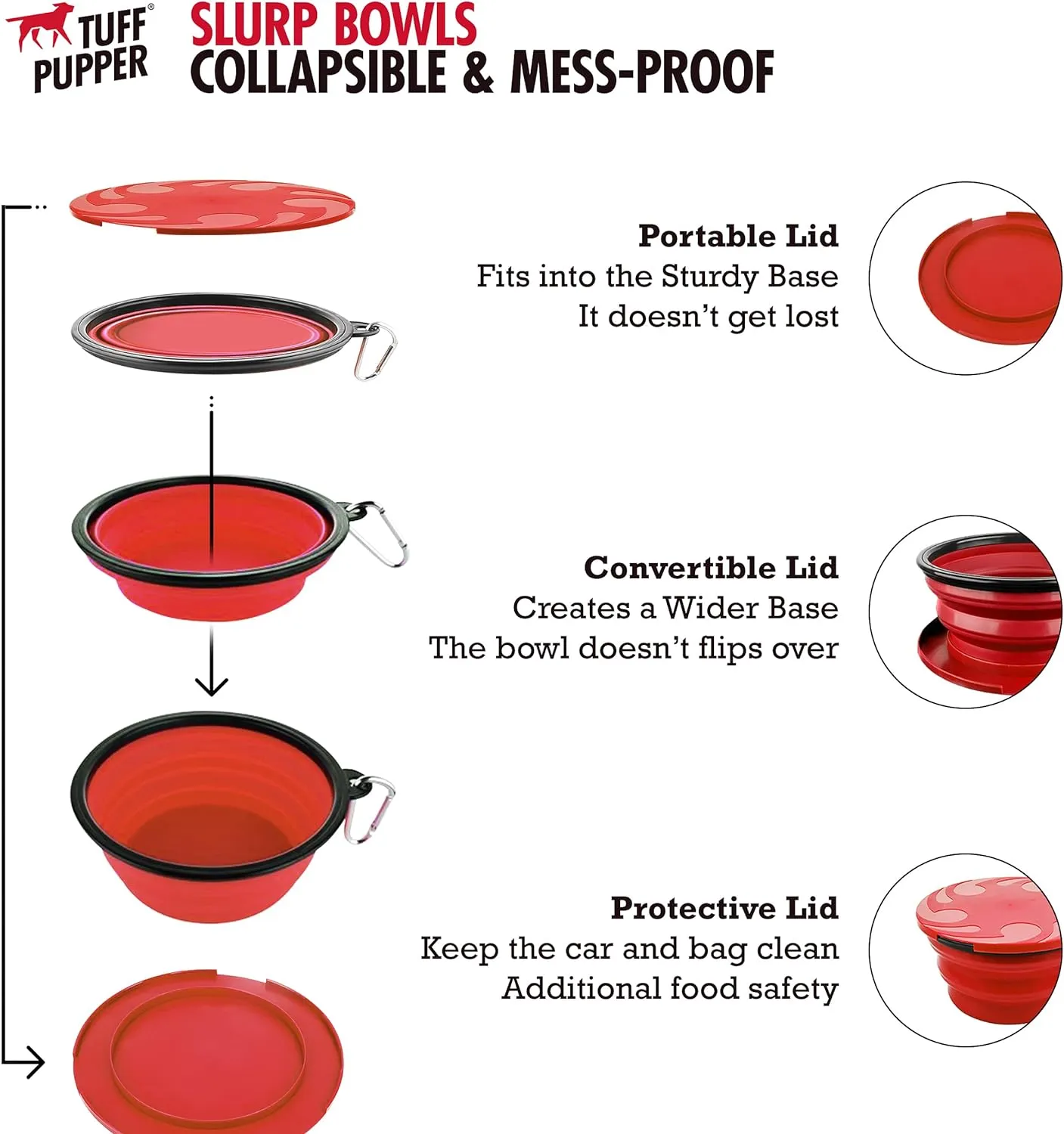 Tuff Pupper SuperBigSlurp - Collapsible Dog Bowls | Portable Travel Bowls for Pets | Keeps Pups Hydrated and Full