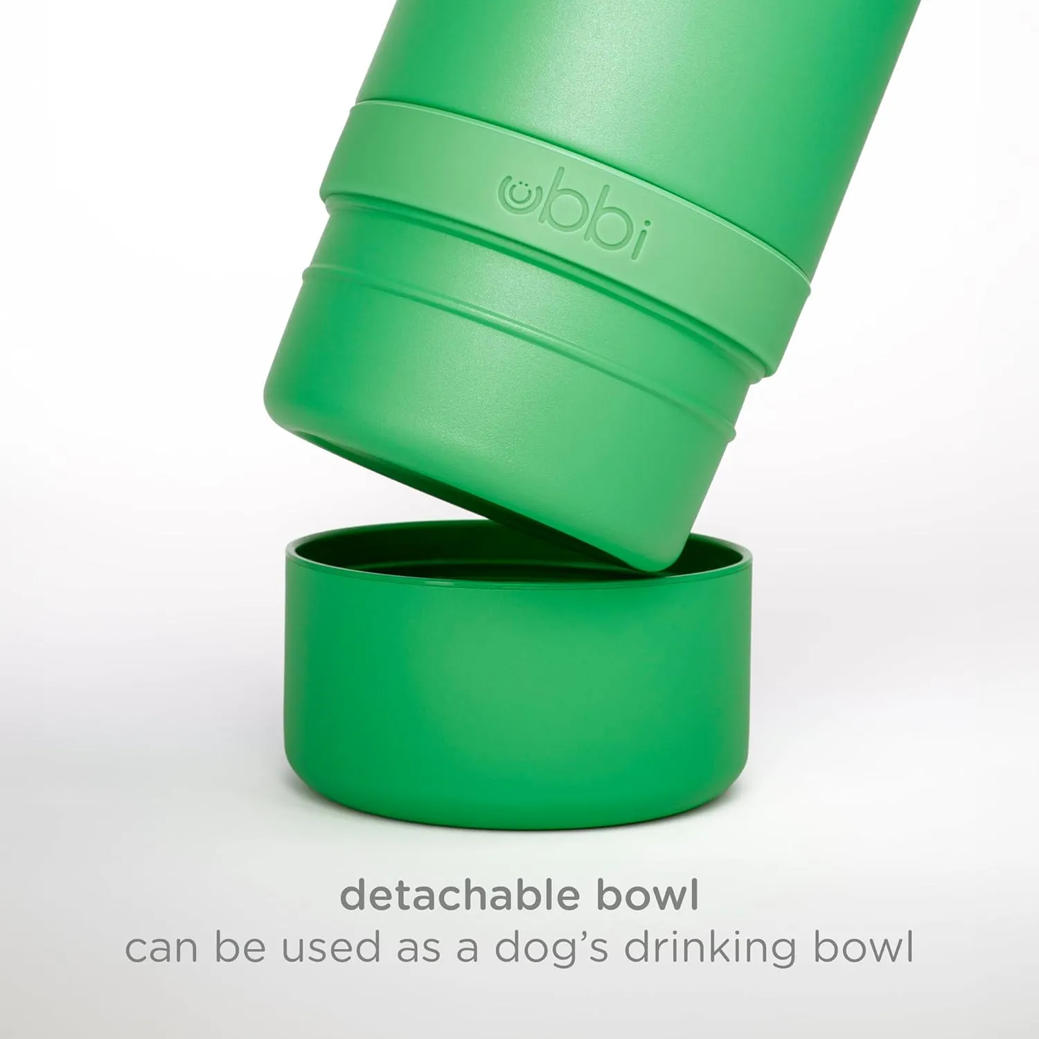 Ubbi Pup & Me Stainless Steel Insulated Portable 32 oz. Water Bottle for Dogs and Owners with Attached Dog Bowl, Green