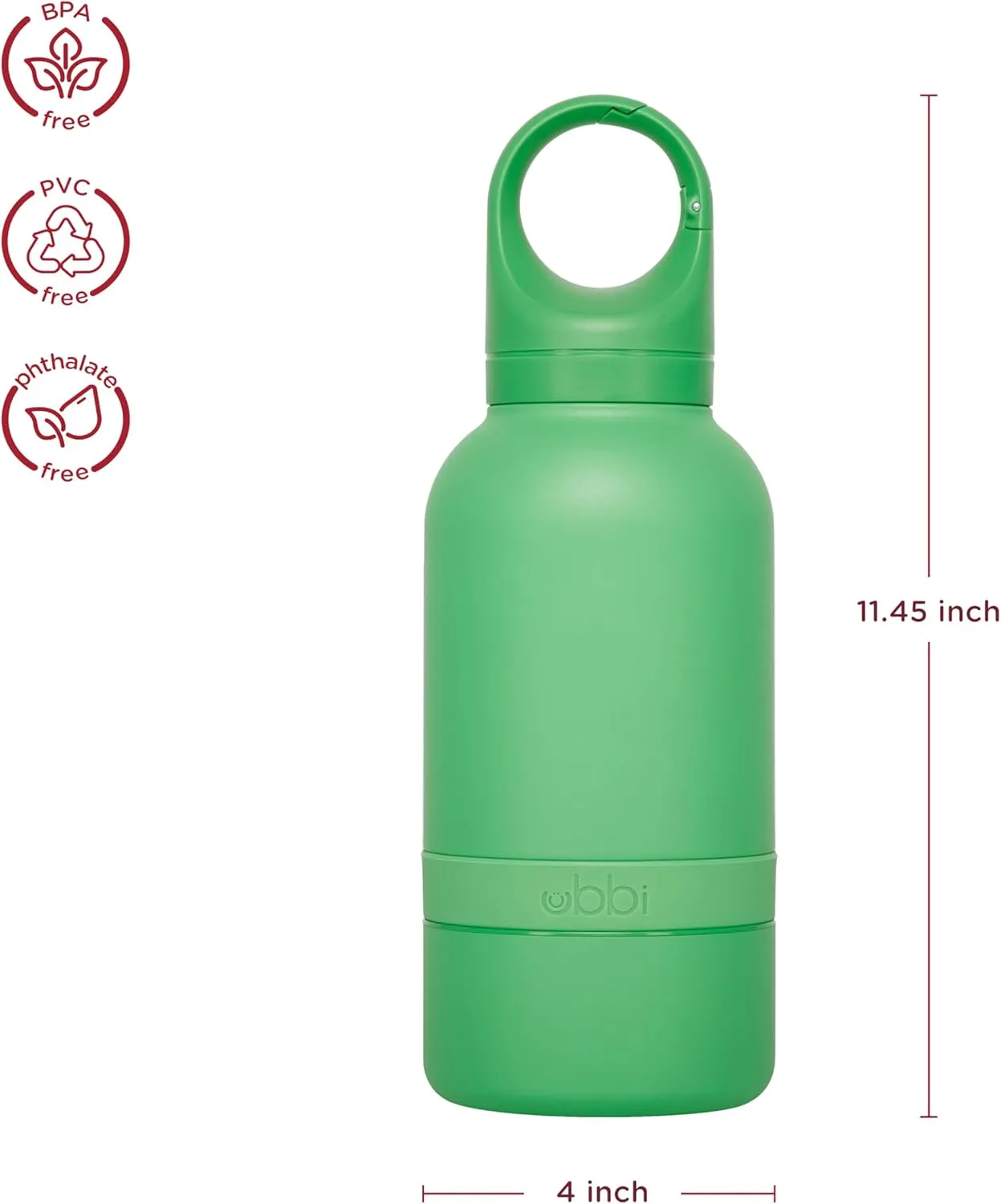 Ubbi Pup & Me Stainless Steel Insulated Portable 32 oz. Water Bottle for Dogs and Owners with Attached Dog Bowl, Green