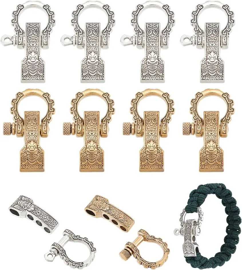 UNICRAFTALE 8 Sets 2 Colors Adjustable Alloy Screw Pin Shackle Survival Bracelet Clasps Metal Bow Anchor Shackle Clasp D Shackle Clip Clasps for DIY Survival Bracelet 28mm long, FIND-UN0003-72U-US12