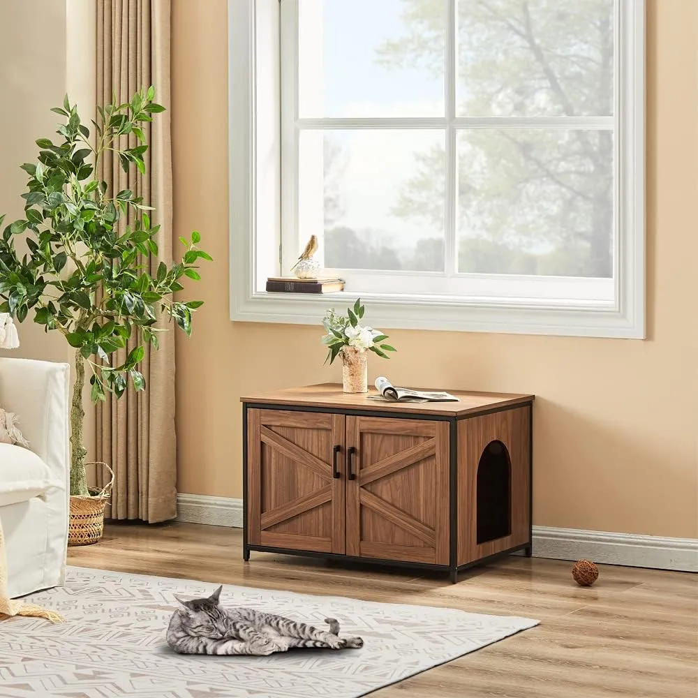 unipaws Top Opening Cat Litter Box Enclosure, Friendly to Elderly People, Waist or Keen Problem People, XL Extra Large Cat Box Furniture, High Jumbo Automatic Litter Box Cover Hidden for Large Cat