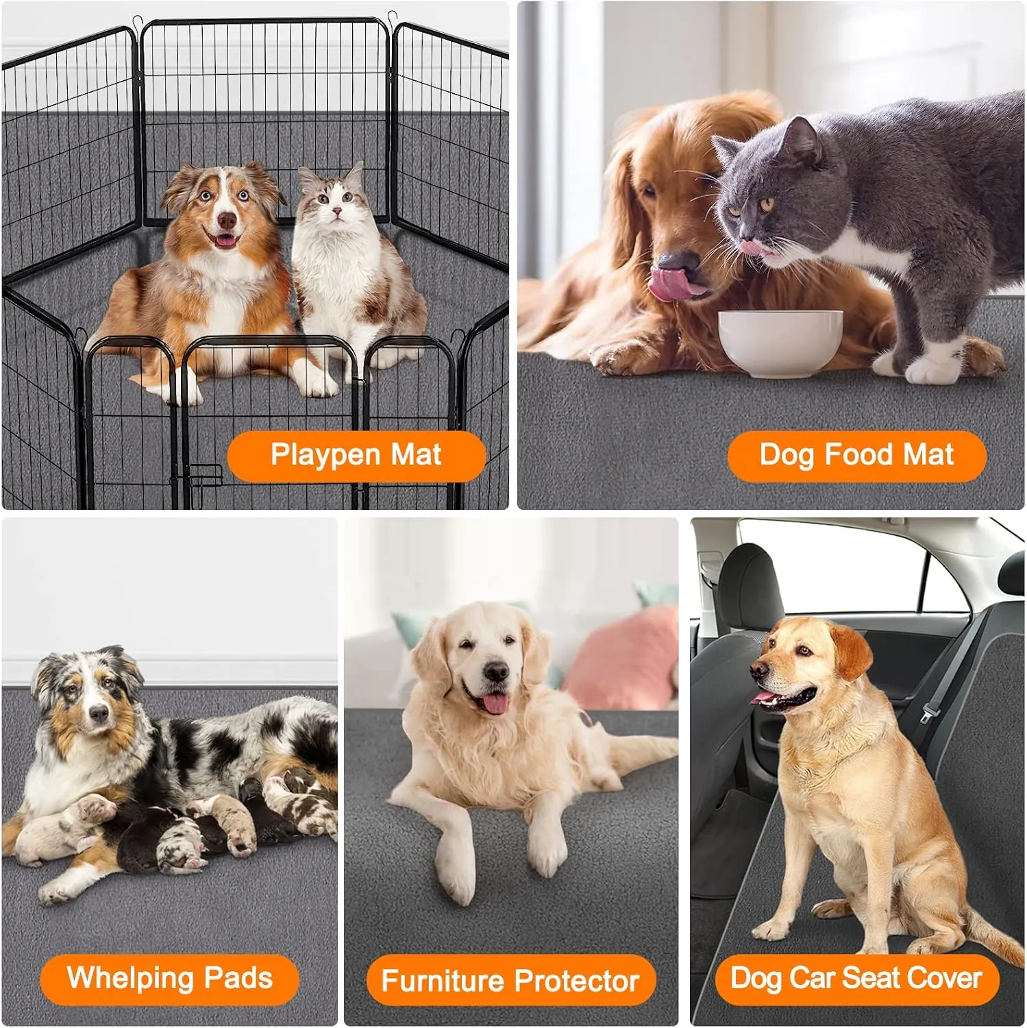 Washable Pee Pads for Dogs 65"x48"/72"x72" Reusable Dog Pads Extra Large Upgrade Non-Slip Puppy Pad Heavy Absorbency Puppy Pee Pads Quick Dry Whelping Waterproof Pads for Dog Playpen/Crate