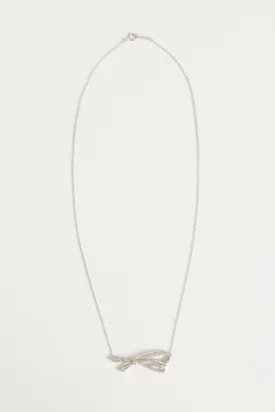 White 18k Gold Large Diamond Bow Necklace