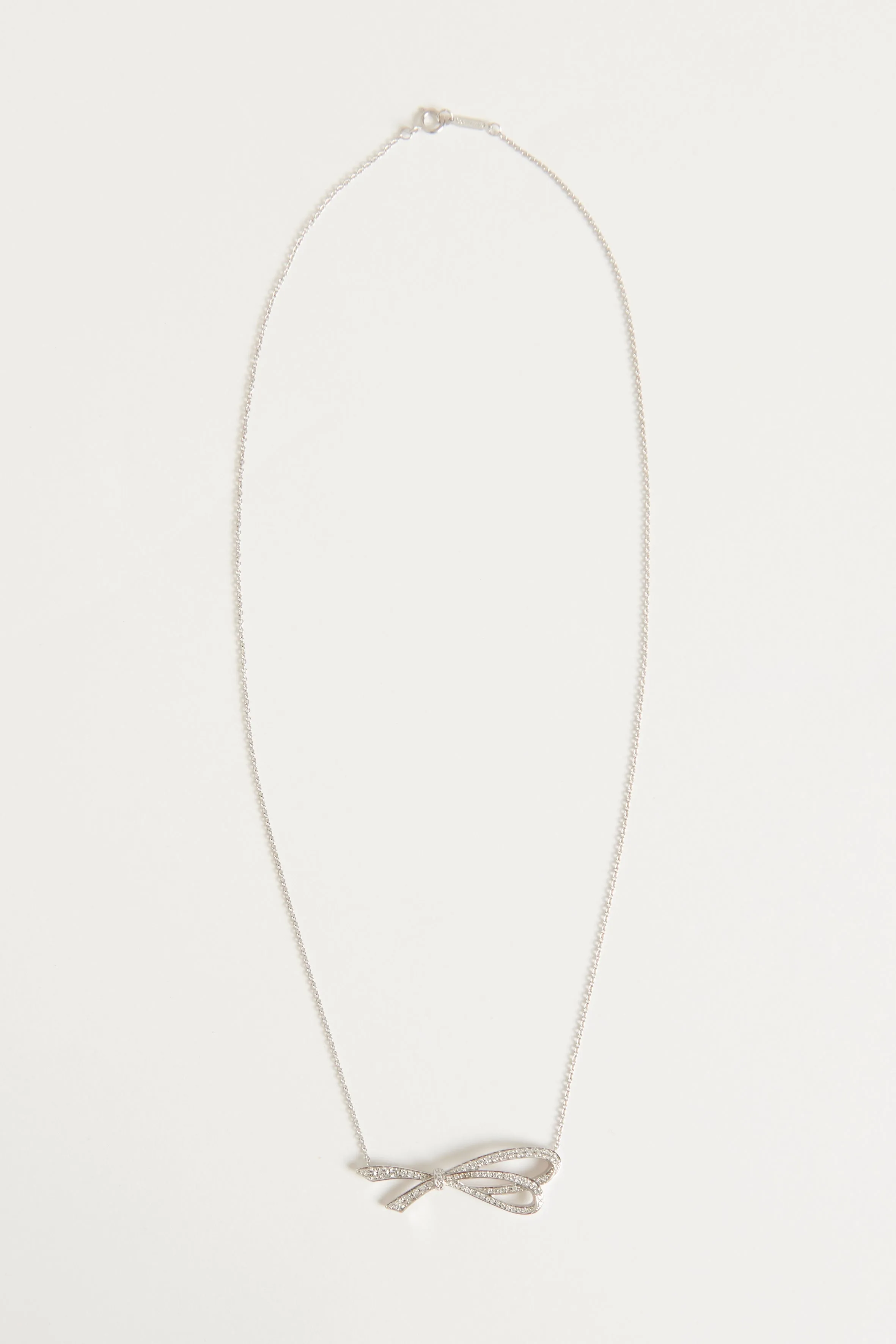 White 18k Gold Large Diamond Bow Necklace