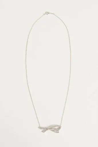 White 18k Gold Large Diamond Bow Necklace