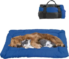 YOFANG Outdoor Travel Dog Bed,Portable Crate Mat Waterproof Anti-Slip, Kennel Pad Washable,Pet Camping Beds Ripstop 1200D Nylon Fabric,Easy to Clean for for Large Medium Dogs or Cats,36"x25",Red