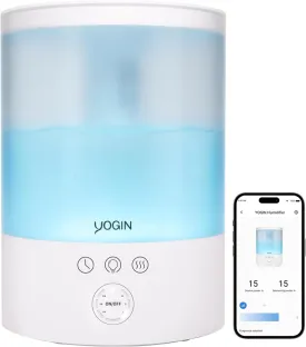 YOGIN Humidifiers for Bedroom Large room,Top fill 2.5L Ultrasonic cool mist Humidifiers for Baby Nursery and Plants,Up to 24 Hours of Operation,Wifi version - Touch button with light
